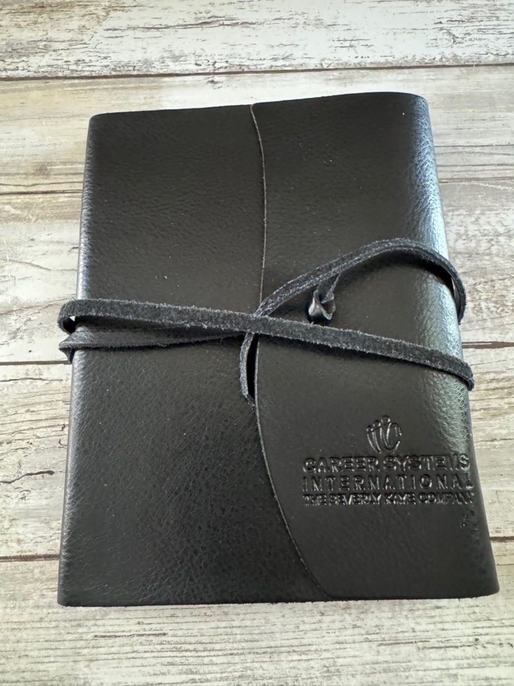 Unused Black Leather Wrap Journal - Embossed